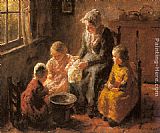 Mother and Children in an Interior by Bernard Jean Corneille Pothast